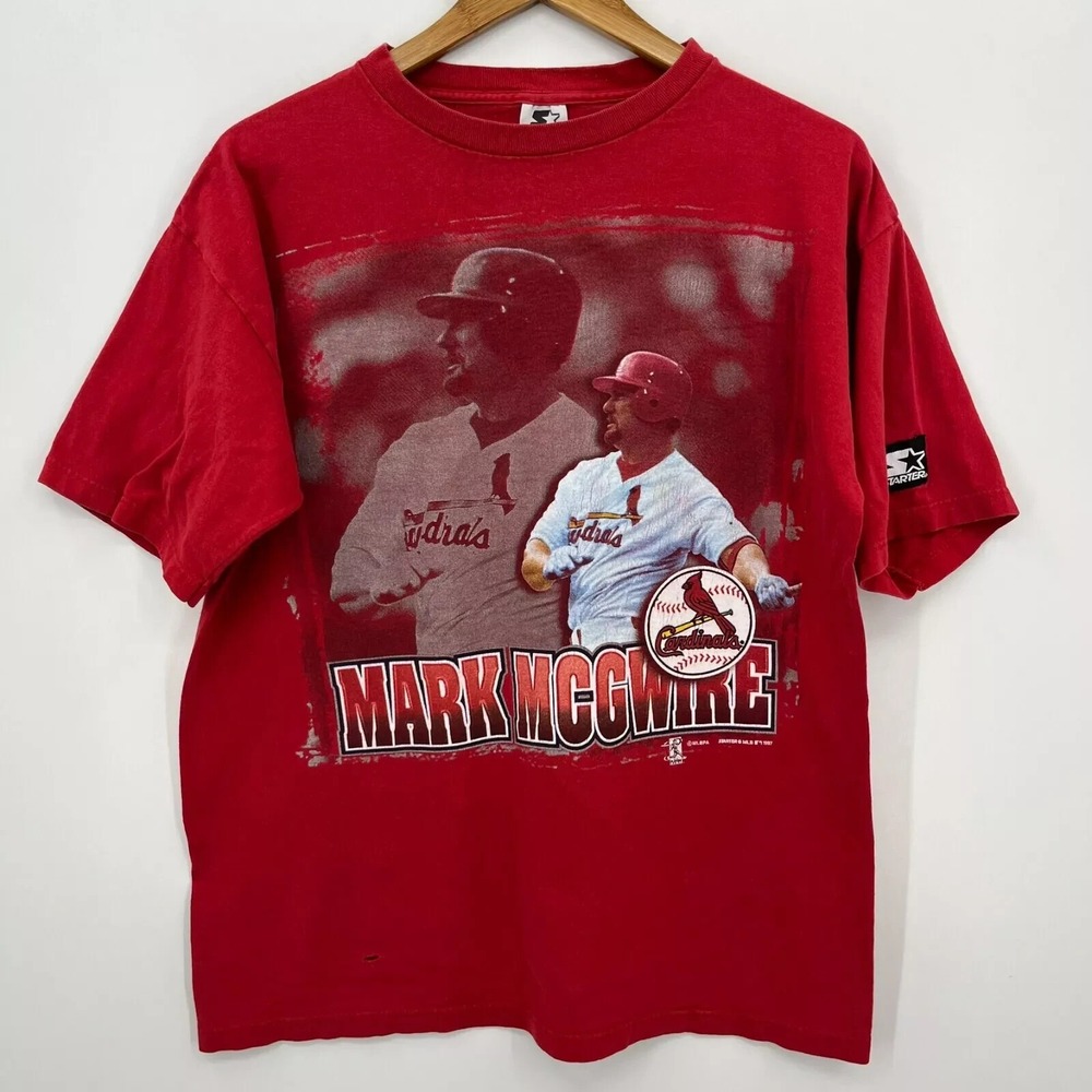 Vintage Starter Mark McGwire St Louis Cardinals Red Graphic T-Shirt Mens Medium